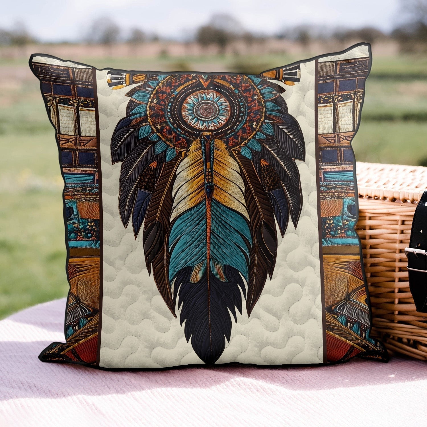 Guardian Of The Night Quilted Pillow Case Native Style Boho Home Decor Gifts For Native Supporters - Bancroftclothings