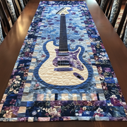 Guitar Blue Quilted Table Runner Best Christmas Xmas Gifts For Guitar Players - Bancroftclothings
