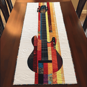 Guitar Blue Quilted Table Runner Bring the Music to Your Table with a Blue Guitar Pattern - Bancroftclothings