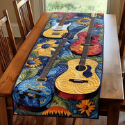 Guitarist's Garden Quilted Table Runner Best Themed Stuff Gifts For Guitar Lovers - Bancroftclothings