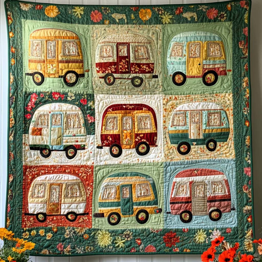 Happy Camper Days Quilted Blanket Christmas Throw Blanket Family Holiday Gifts - Bancroftclothings
