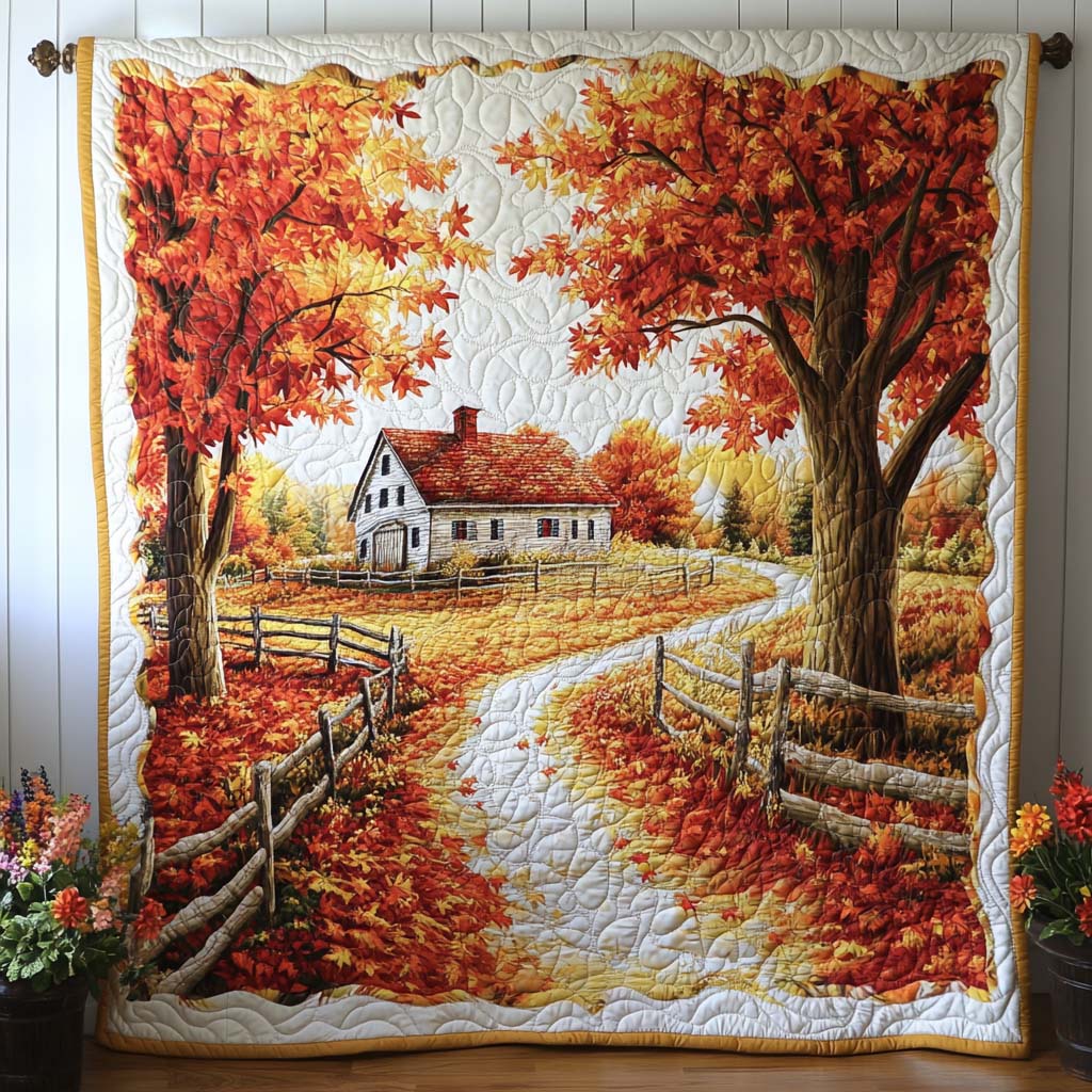 Harvest Field Path Quilted Blanket Cute Fall Throw Blankets Native American Pride Gifts - Bancroftclothings