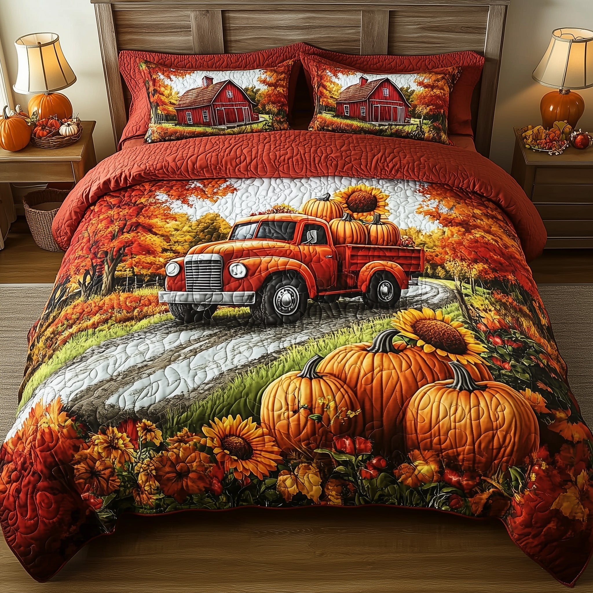 Harvest Glow Quilted Bedding Set Harvest Festival Best Autumn Holiday Bedding Gifts - Bancroftclothings