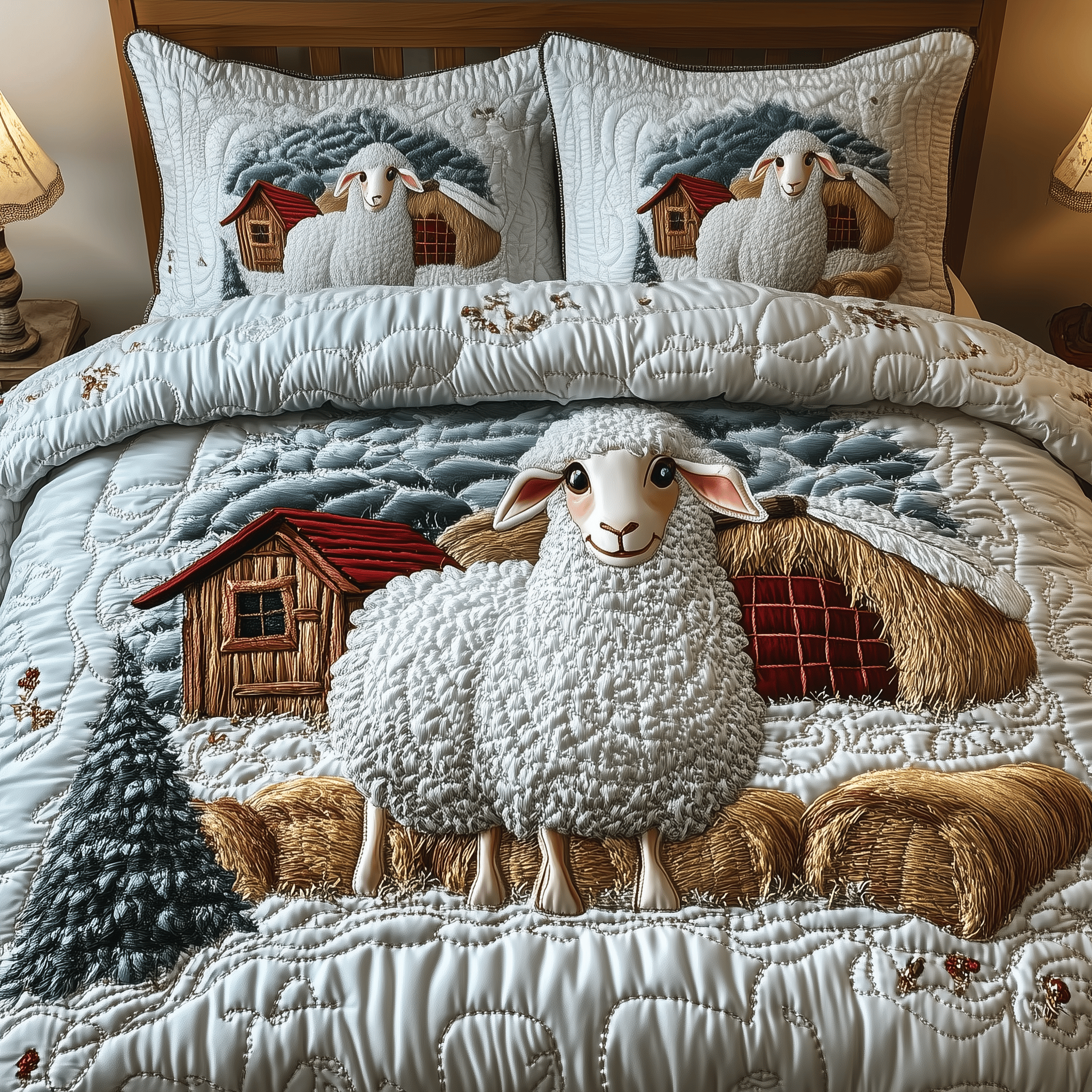 Harvest Sheep Quilted Bedding Set Stay warm this winter Best Christmas Gifts For Mom - Bancroftclothings