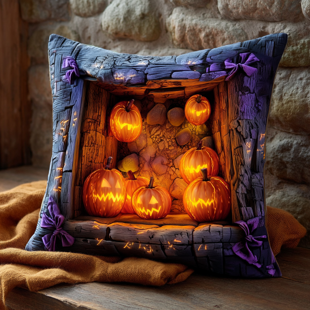 Haunted Pumpkin Pit Quilted Pillow Case Home Decor Pillow Covers Unique Gifts For Family - Bancroftclothings