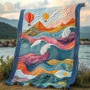 High Above Quilted Blanket Cool Throw Blanket Sky Air Balloon Gifts For Her - Bancroftclothings