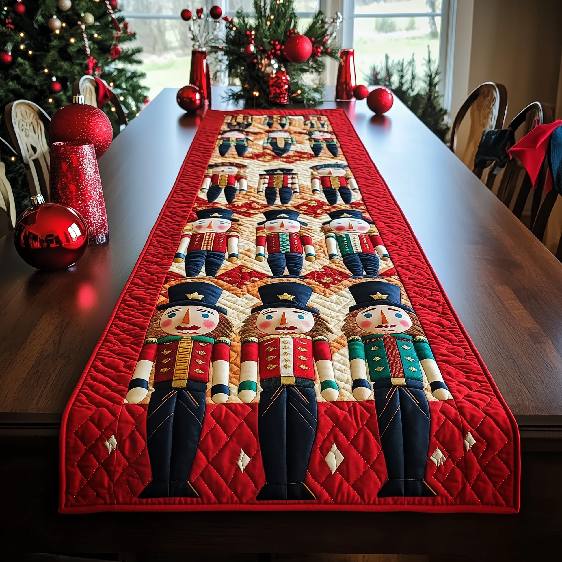 Holiday Christmas Nutcracker Quilted Table Runner Add a Festive Touch - Bancroftclothings