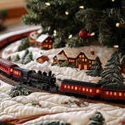 Holiday Express Quilted Christmas Tree Skirt Trending Christmas Tree Skirt Merch 2025 - Bancroftclothings