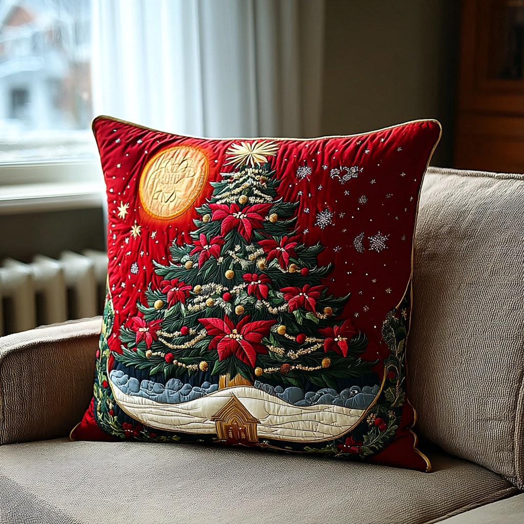 Holiday Glow Quilted Pillow Case Winter Throw Pillow Covers Secret Santa Gifts - Bancroftclothings
