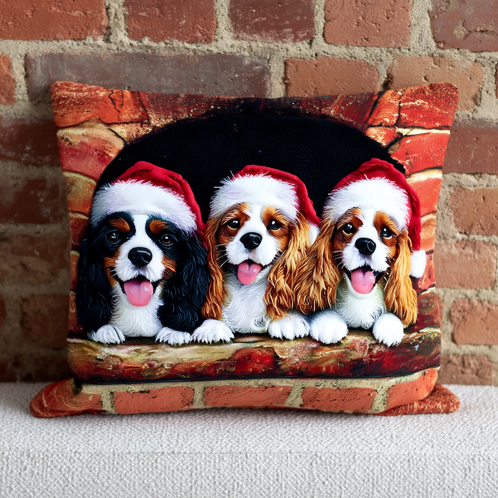 Holiday King Charles Quilted Pillow Case Holiday Throw Pillow Covers Xmas Gift Ideas For Wife - Bancroftclothings