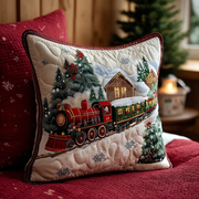 Holiday Magic Train Quilted Pillow Case Winter Home Decor Christmas Gift Ideas - Bancroftclothings