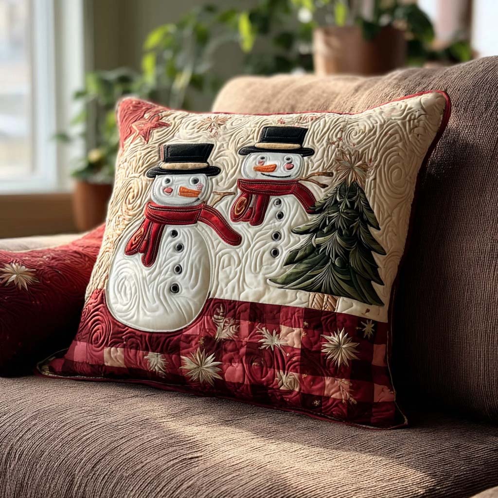 Holiday Plaid Charm Quilted Pillow Case Christmas Sofa Pillow Covers Xmas Gifts For Family - Bancroftclothings