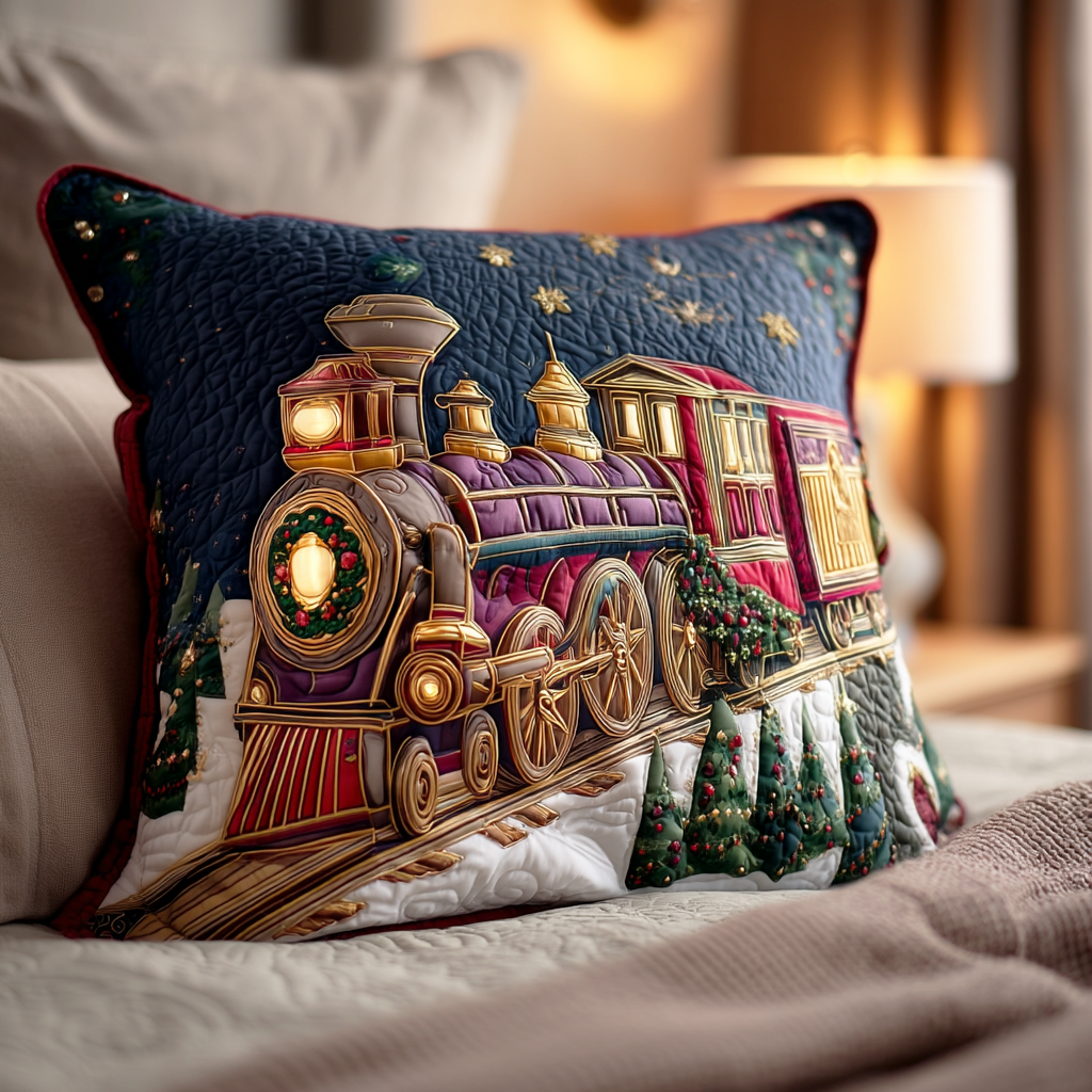 Holiday Steam Line Quilted Pillow Case Cozy Vibe Xmas Home Decor Christmas Gifts - Bancroftclothings