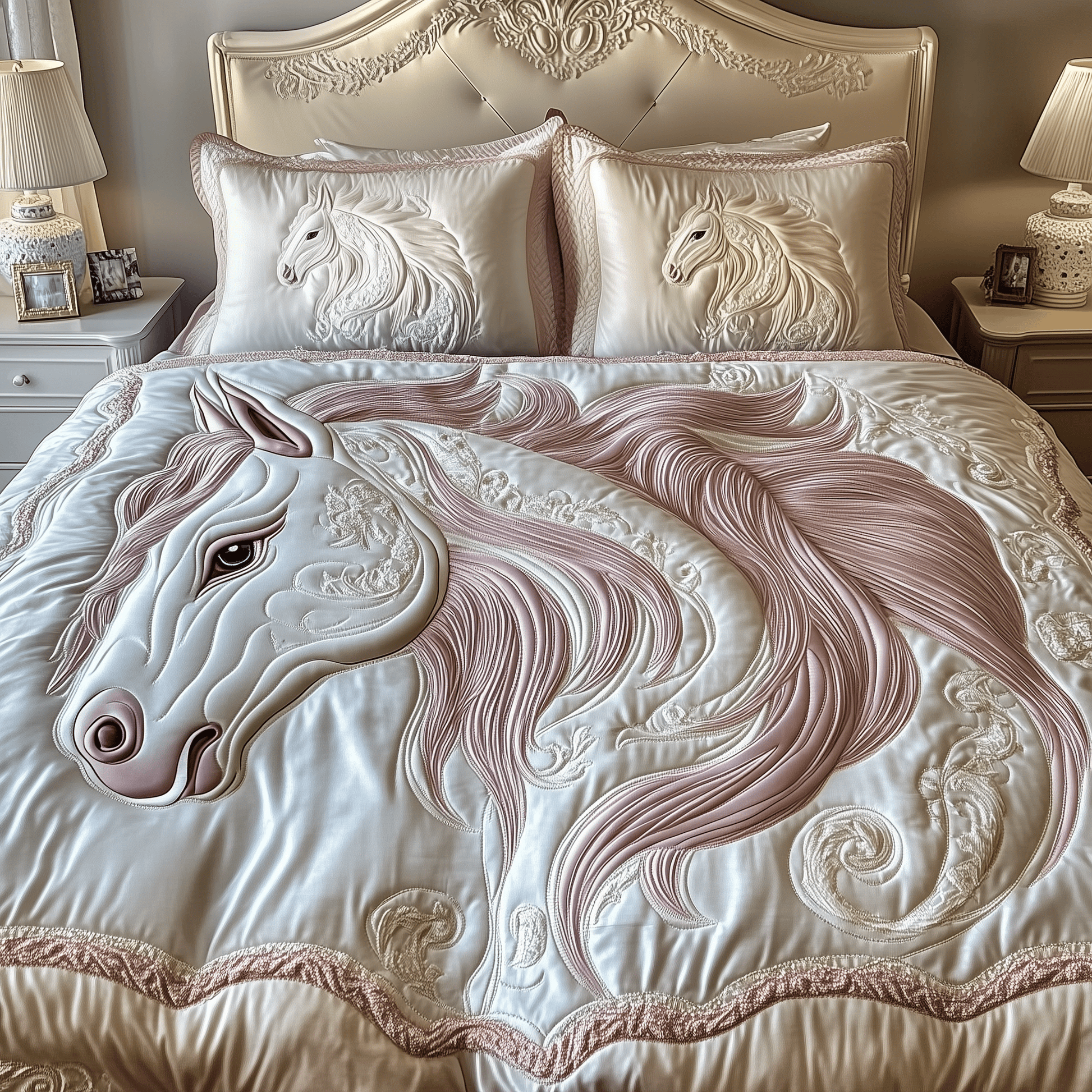 Horse Quilted Bedding Set Stay warm this winter Christmas Gift Idea - Bancroftclothings
