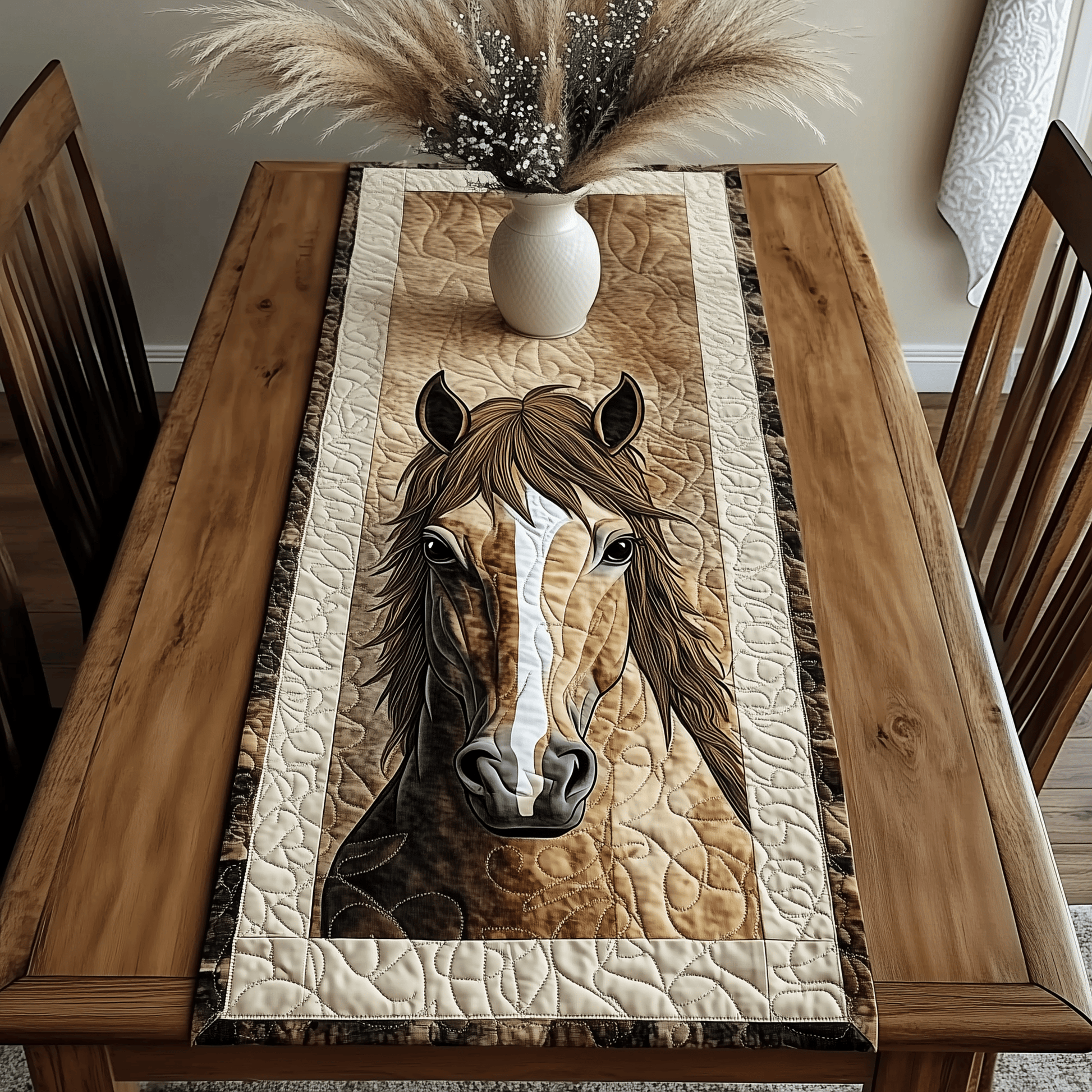 Horse Quilted Table Runner Dining Table Runner Gift Item Themed Horse Present Ideas - Bancroftclothings