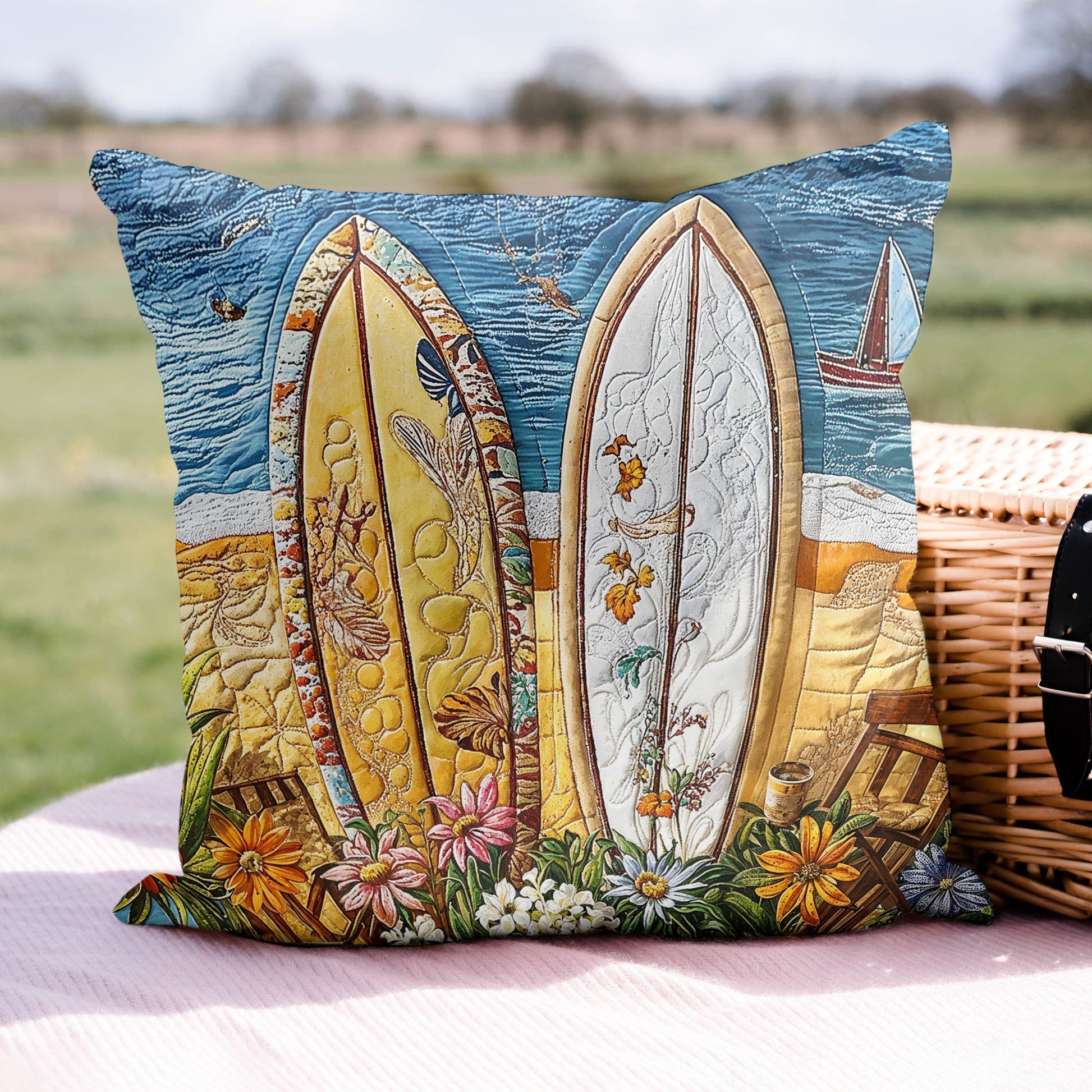 Island Breeze Quilted Pillow Case Natural Home Decor Best Gifts For Surfing Lovers - Bancroftclothings