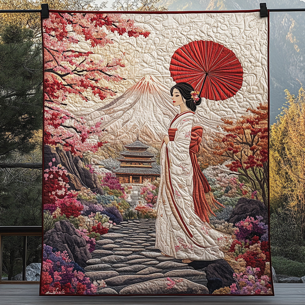 Japanese Geisha Quilted Blanket Cozy Home Bedding Family Xmas Ideas - Bancroftclothings