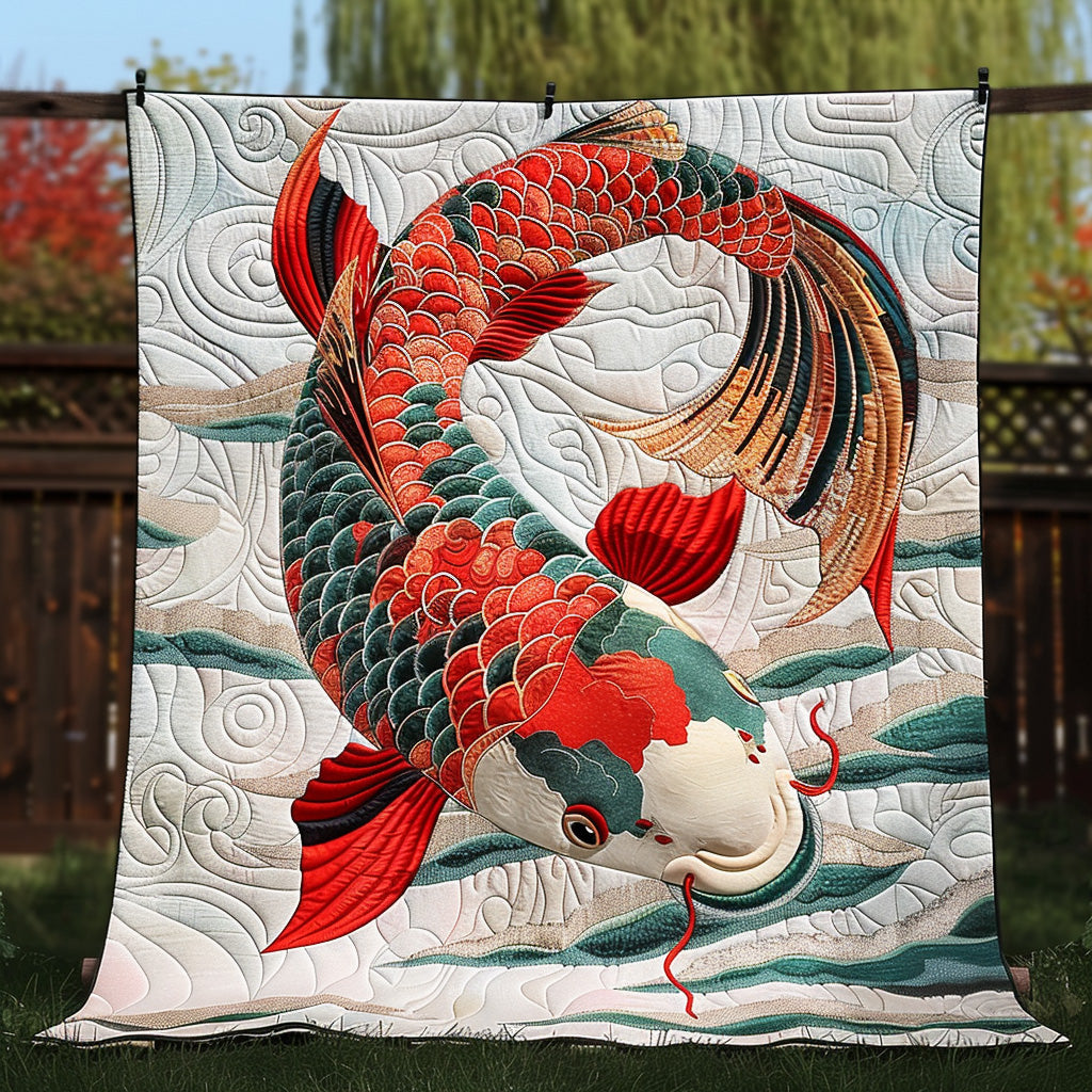 Japanese Koi Prototype Quilted Blanket Best Throw Blanket Family Ideas For Christmas Gifts - Bancroftclothings