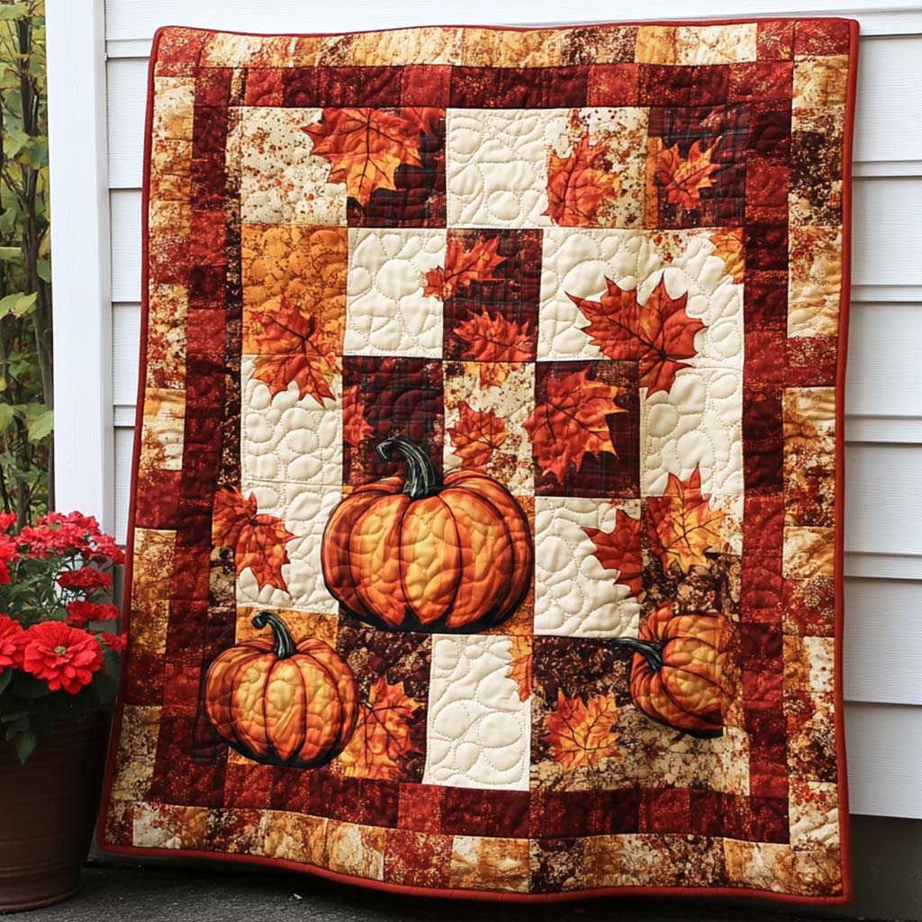 Joyful Maple Stroll Quilted Blanket Cute Fall Throw Blankets Family Xmas Ideas - Bancroftclothings