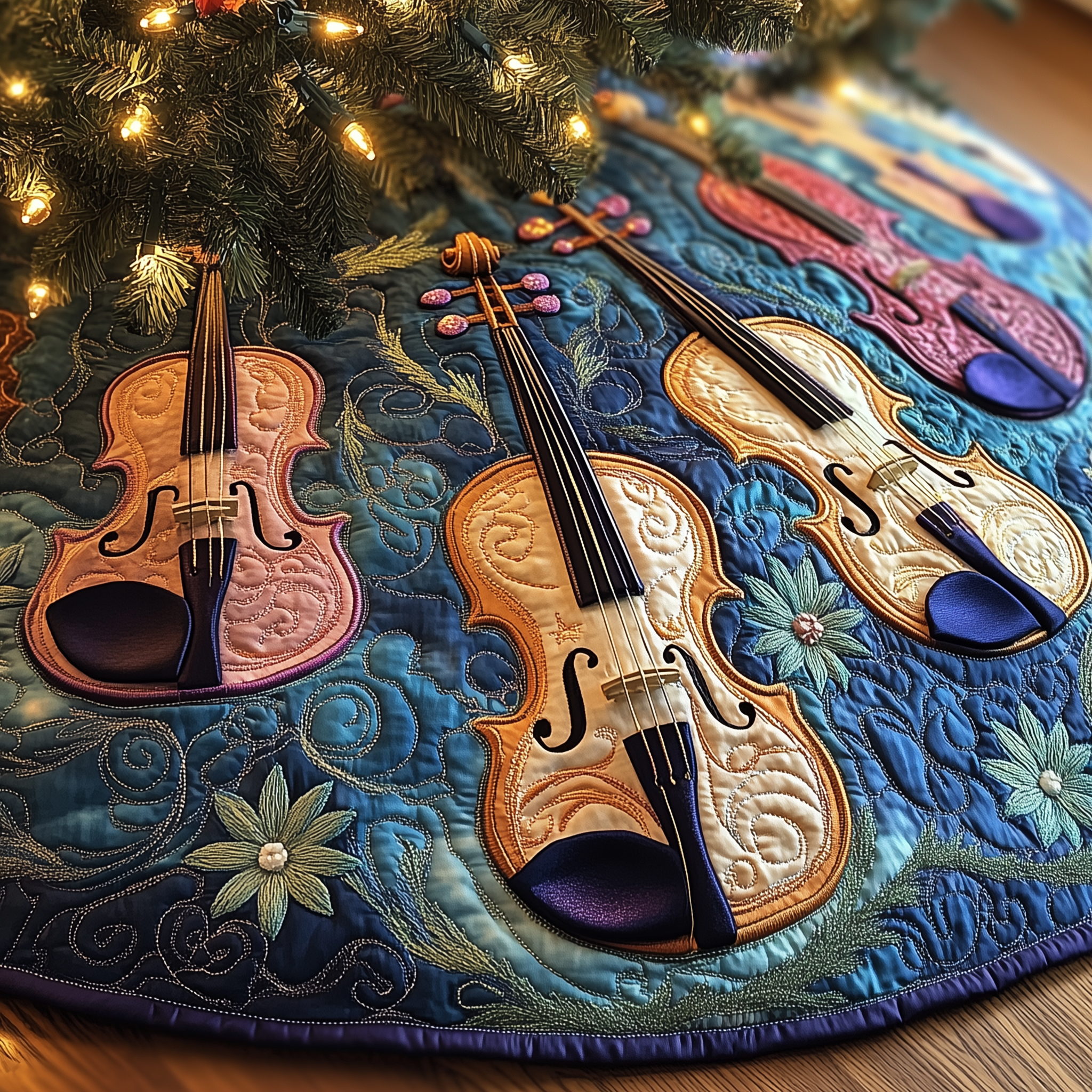 Joyful Violin Quilted Tree Skirt Relax and Let the Holidays Shine with a Trusted Tree Skirt - Bancroftclothings