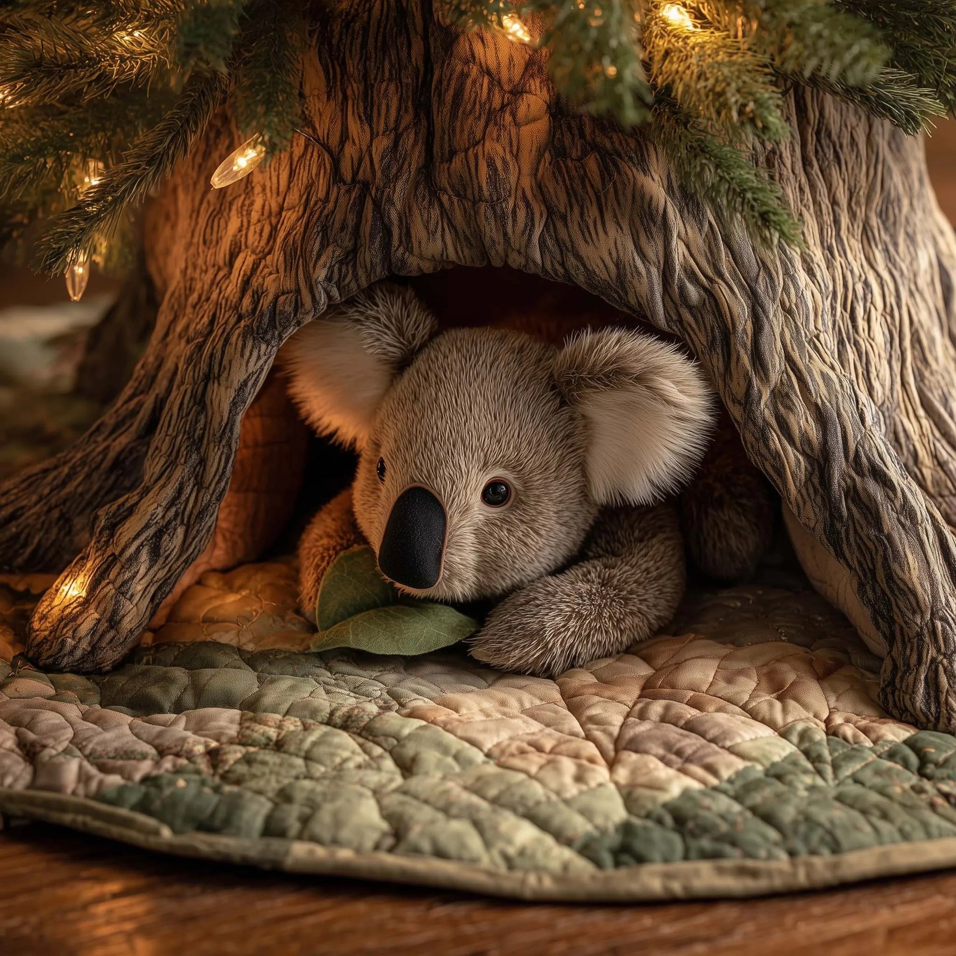 Koala Baby Quilted Tree Skirt Aesthetic Home Decor Koala Lover Christmas Gifts - Bancroftclothings