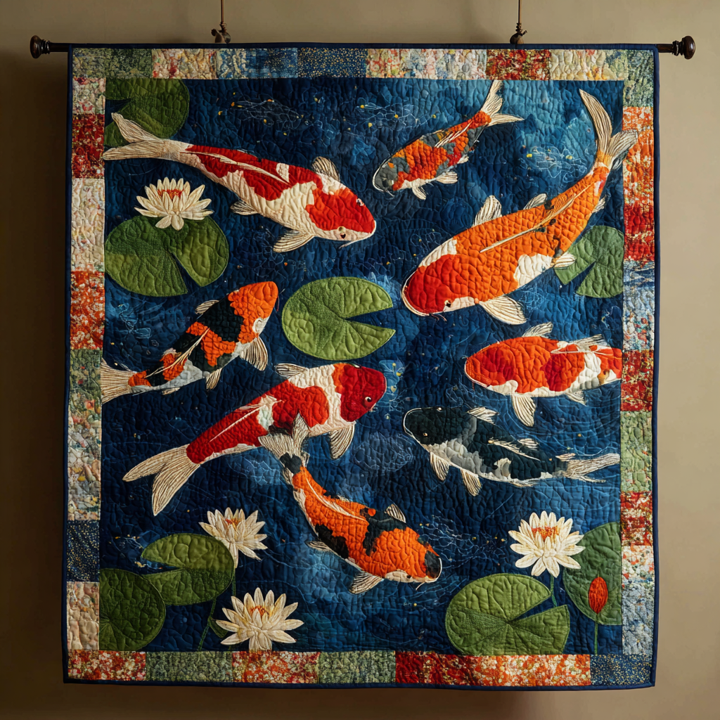 Koi Flow Quilted Blanket Cozy Home Bedding Gifts For Octopus Lovers - Bancroftclothings