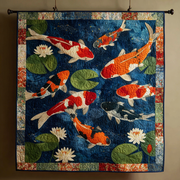 Koi Flow Quilted Blanket Cozy Home Bedding Gifts For Octopus Lovers - Bancroftclothings