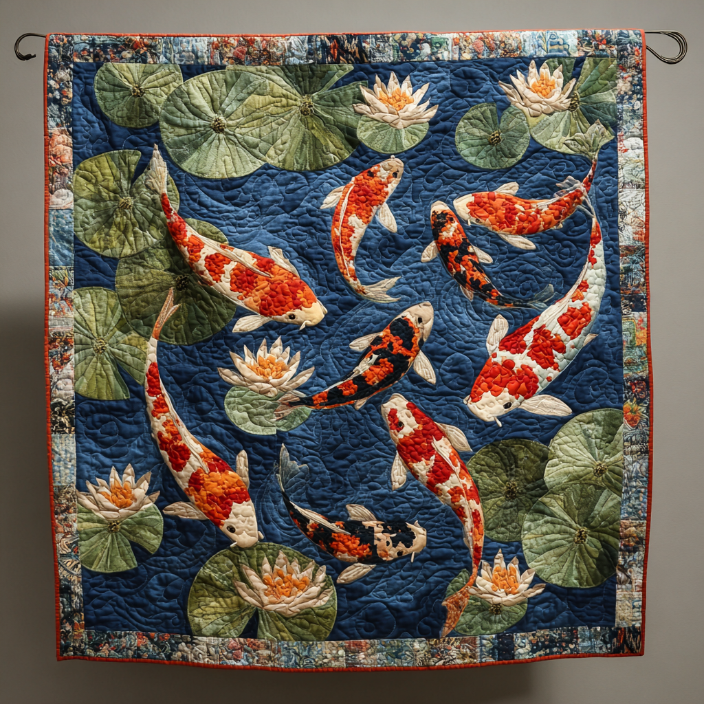 Koi Reflection Quilted Blanket Cute Bedroom Ideas Octopus Novelty Gifts - Bancroftclothings