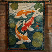 Koi Serenity Quilted Blanket Cute Bedroom Decor Gift For Koi Fish Lovers - Bancroftclothings