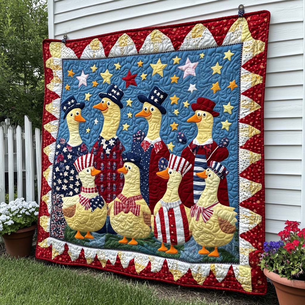 Liberty Duck March Quilted Blanket Christmas Holiday Gifts For A Patriotic Person - Bancroftclothings
