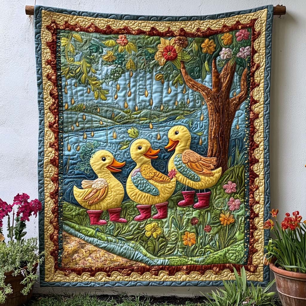 Lovely Duck Meadow Quilted Blanket Christmas Room Decor Family Xmas Present Ideas - Bancroftclothings