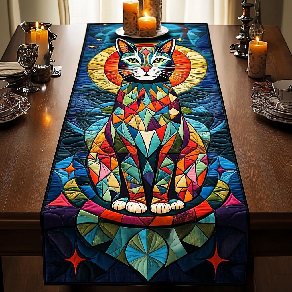 Majestic Cat Quilted Table Runner Decorations Unique Christmas Gifts For Cat Lover Owners - Bancroftclothings