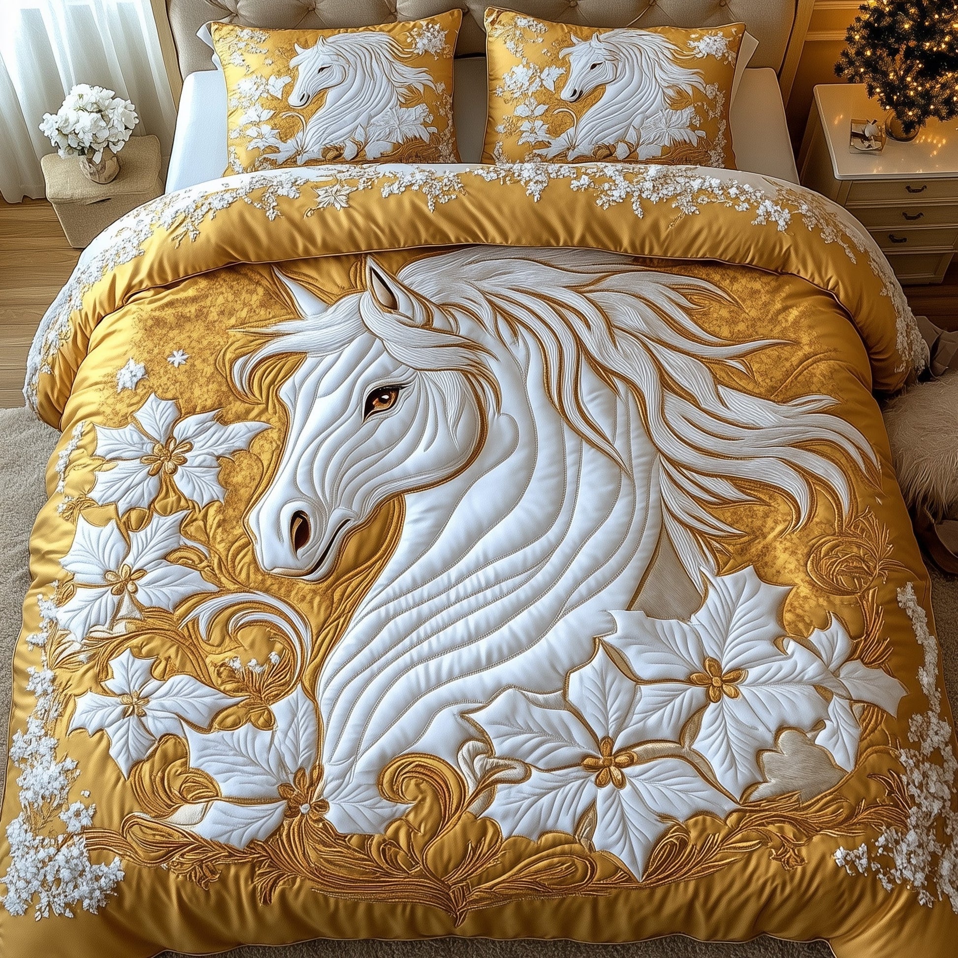 Majestic Horse Quilted Bedding Set Horse Inspired Theme Horse Lovers Gift Ideas - Bancroftclothings