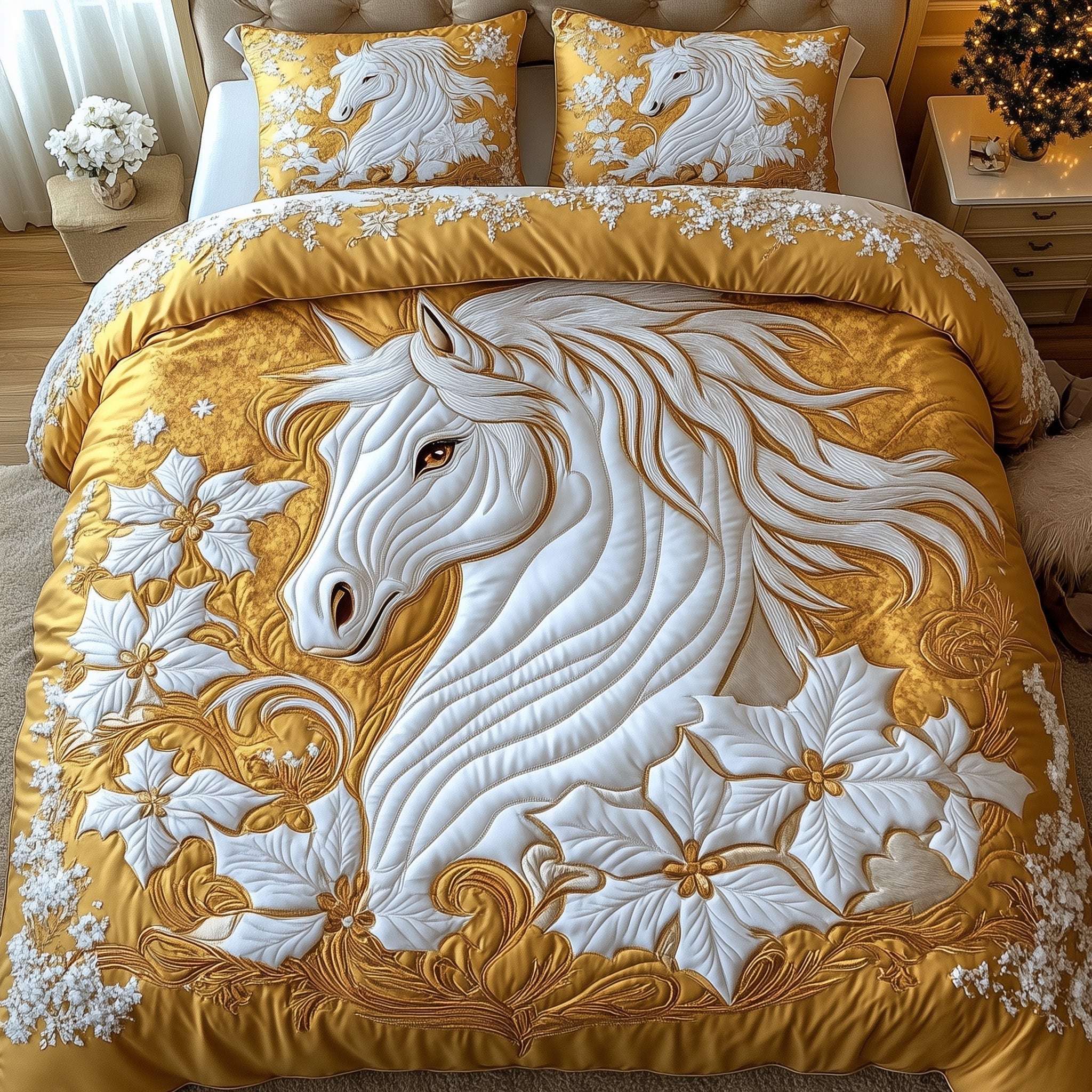 Majestic Horse Quilted Bedding Set Horse Inspired Theme Horse Lovers Gift Ideas - Bancroftclothings