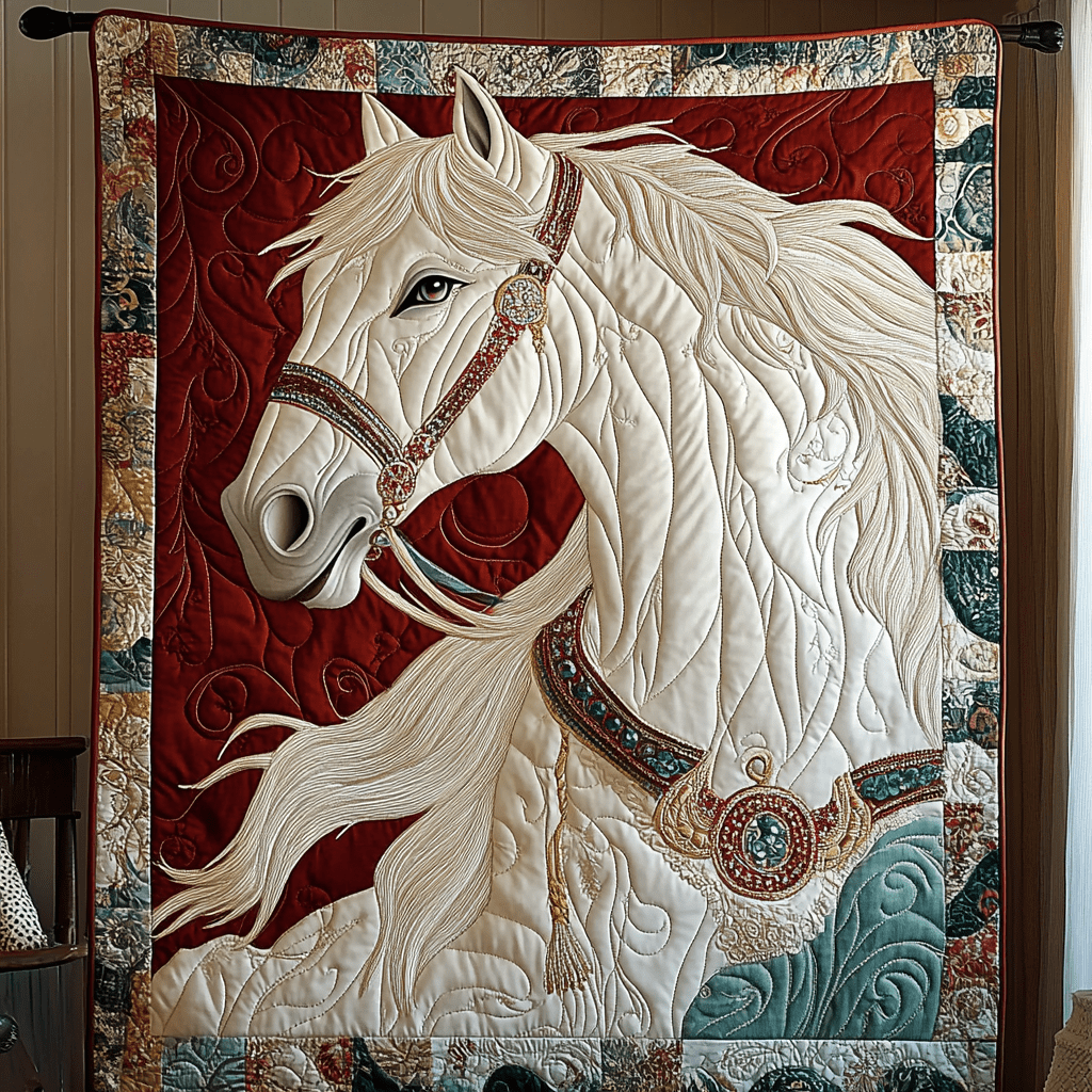 Majestic Horse Quilted Blanket Best Couch Throw Blanket Cool Gifts For Lion Lovers - Bancroftclothings