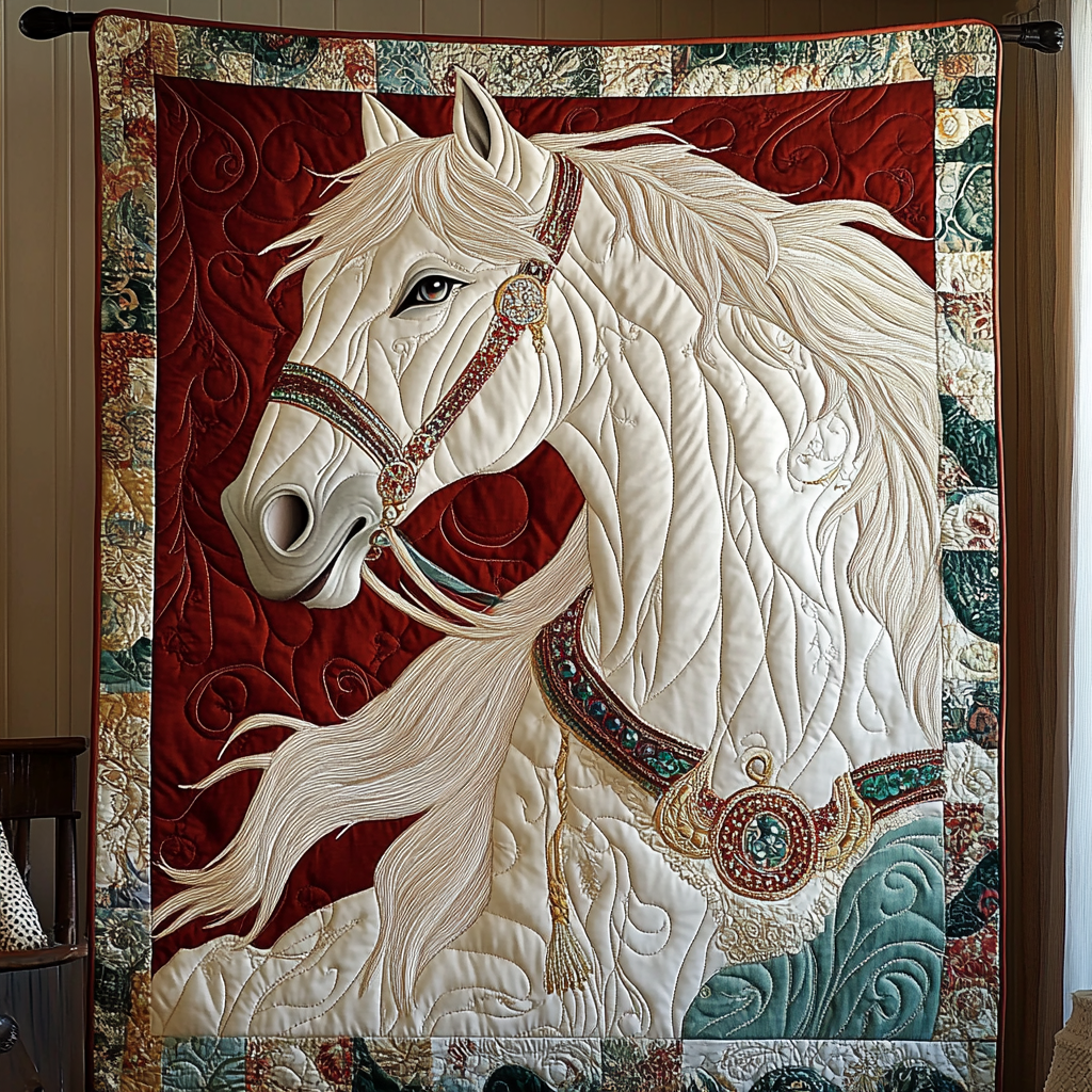 Majestic Horse Quilted Blanket Best Couch Throw Blanket Cool Gifts For Lion Lovers - Bancroftclothings
