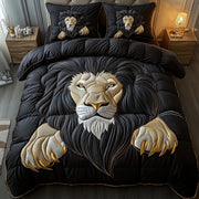 Majestic Lion Quilted Bedding Set Fierce Lion Theme Decor Unique Animal Lover Bedding - Bancroftclothings