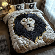 Majestic Lion Quilted Bedding Set Wildlife Animal Pattern Lion Lovers Gifts - Bancroftclothings