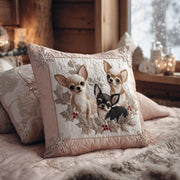 Merry Chihuahua Quilted Pillow Case Christmas Sofa Pillow Covers Presents For Mother In Law - Bancroftclothings