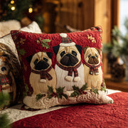 Merry Pugmas Quilted Pillow Case Christmas Pillow Covers Mum And Daughter Gifts - Bancroftclothings