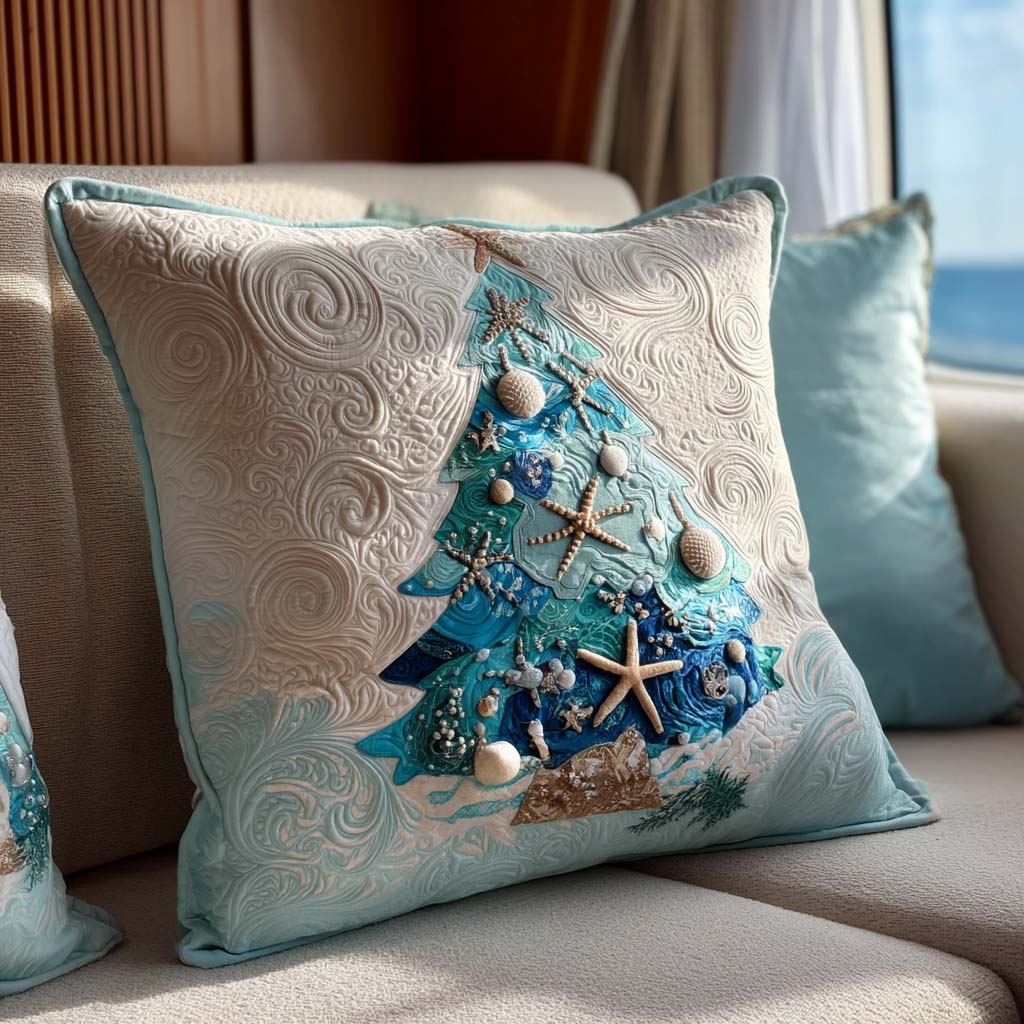 Merry Tides Quilted Pillow Case Holiday Pillow Covers Family Christmas Gifts - Bancroftclothings