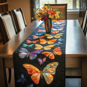 Midnight Butterflies Quilted Table Runner Merchandise Butterfly Themed Gifts For Women Christmas - Bancroftclothings