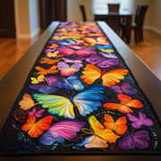 Midnight Butterflies Quilted Table Runner Modern Coffee Table Runner Gifts With Butterfly Theme - Bancroftclothings