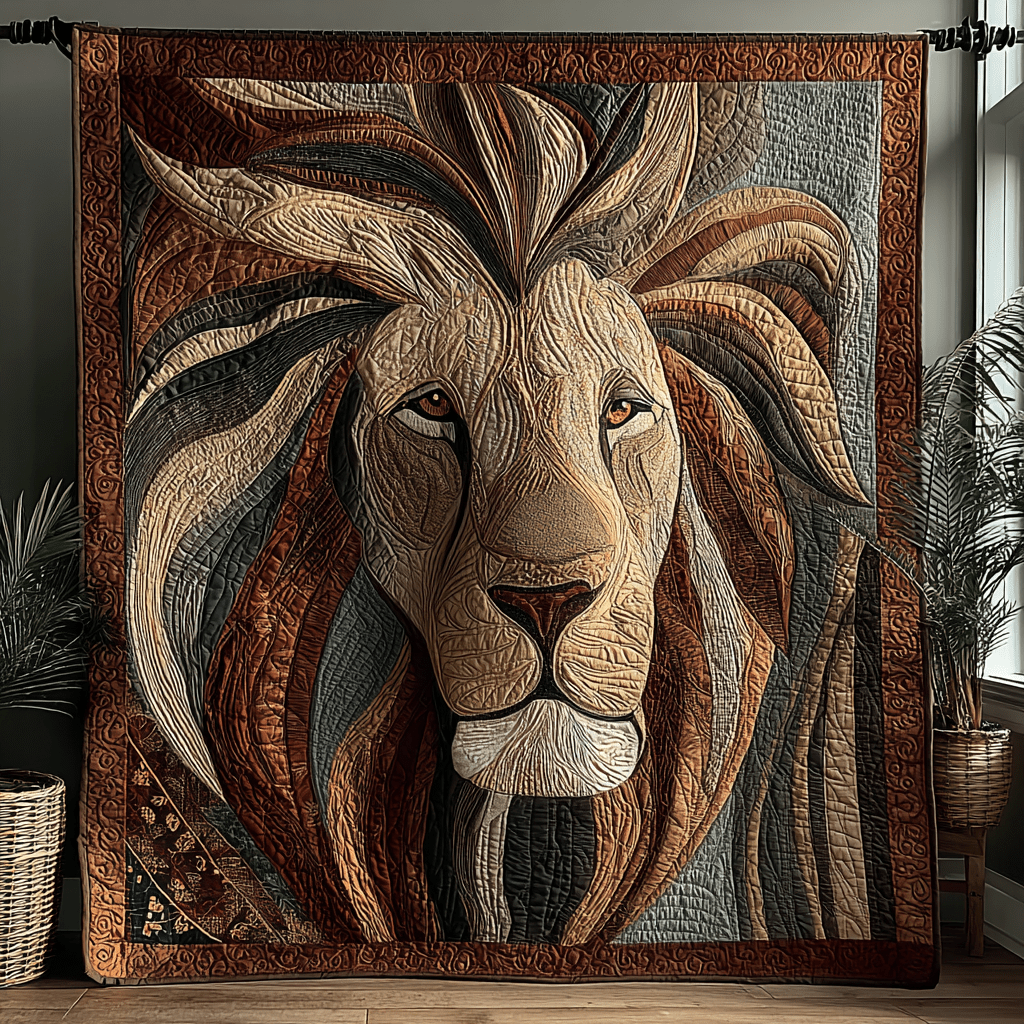 Mighty Lion Quilted Blanket Nice Throw Blanket Gift For Wildlife Lovers - Bancroftclothings