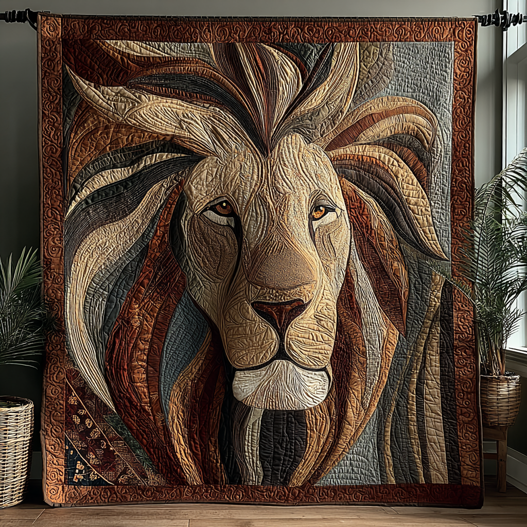 Mighty Lion Quilted Blanket Nice Throw Blanket Gift For Wildlife Lovers - Bancroftclothings