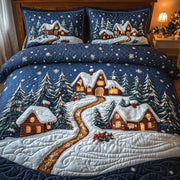Miracle Village Quilted Bedding Set Christmas Village Bedding Ideal Gifts For Xmas Lovers - Bancroftclothings