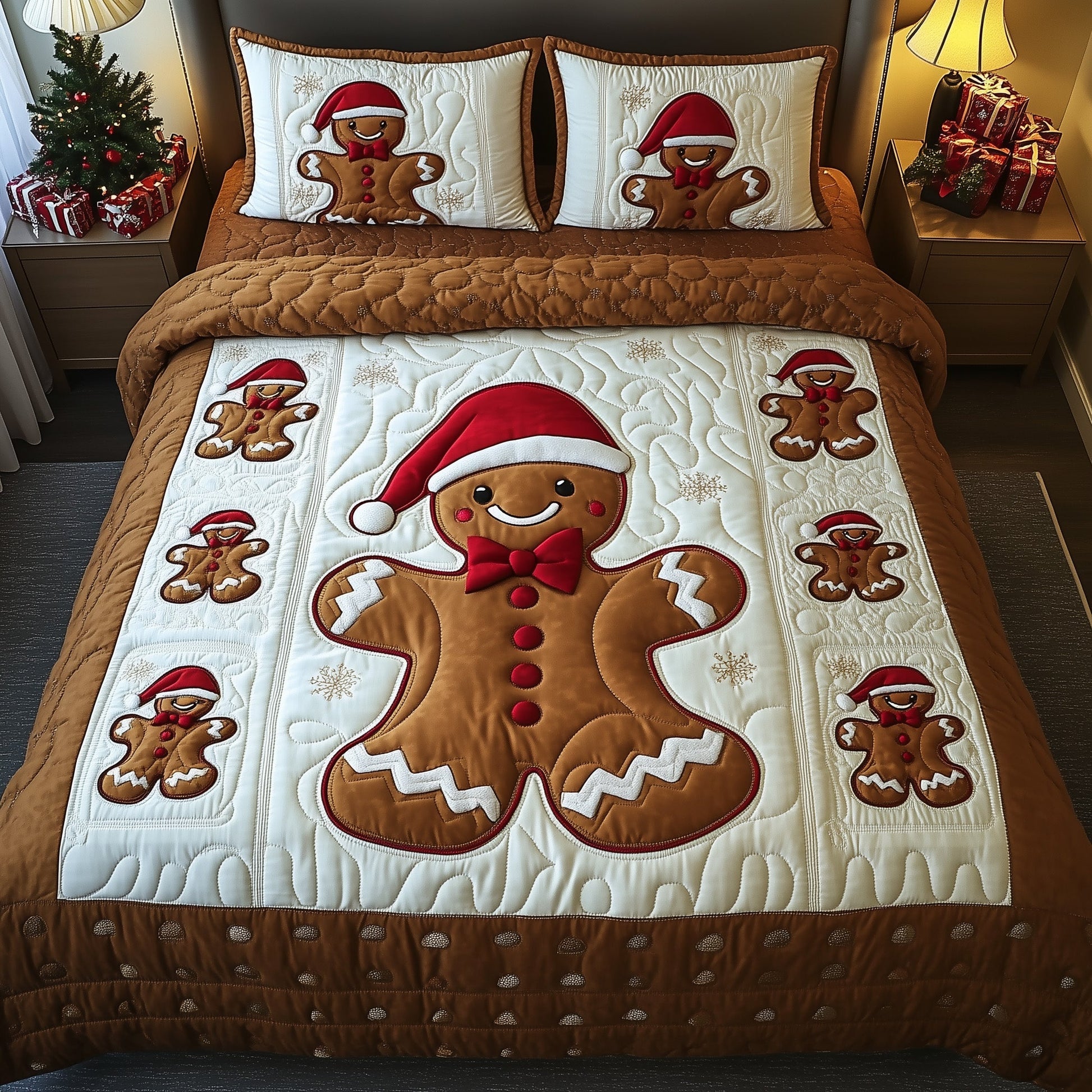 Miracle Village Quilted Bedding Set Winter Village Bedding Unique Christmas Presents - Bancroftclothings