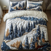 Miracle Xmas Quilted Bedding Set Cozy Pine Forest Quilt Cover Unique Decor Gift Ideas - Bancroftclothings