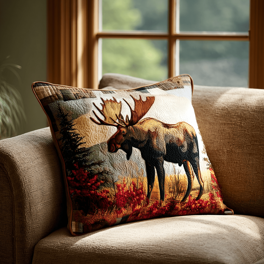Moose Haven Quilted Pillow Case Cute Pillow Covers Unique Gifts For Family - Bancroftclothings