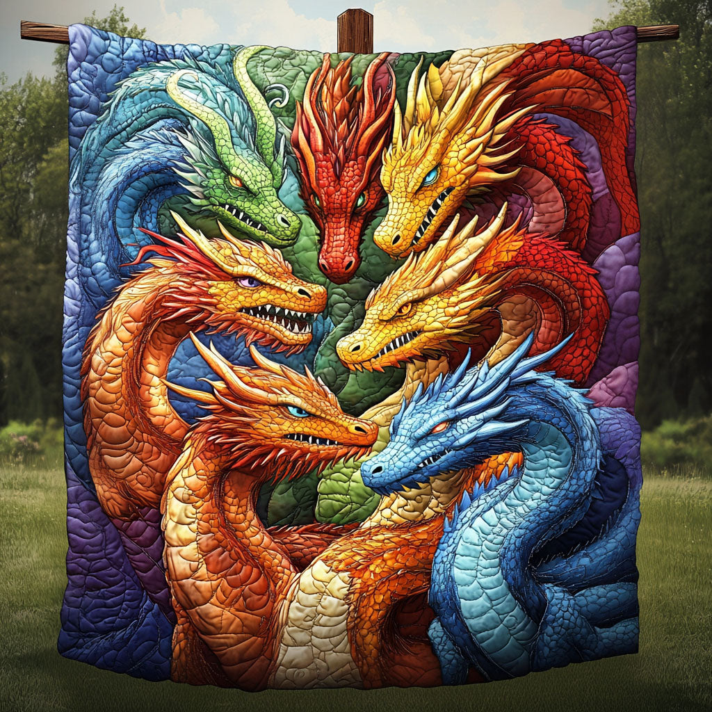Mystic Dragon Quilted Blanket Bedroom Xmas Decor Dragon Gifts For Son - Bancroftclothings